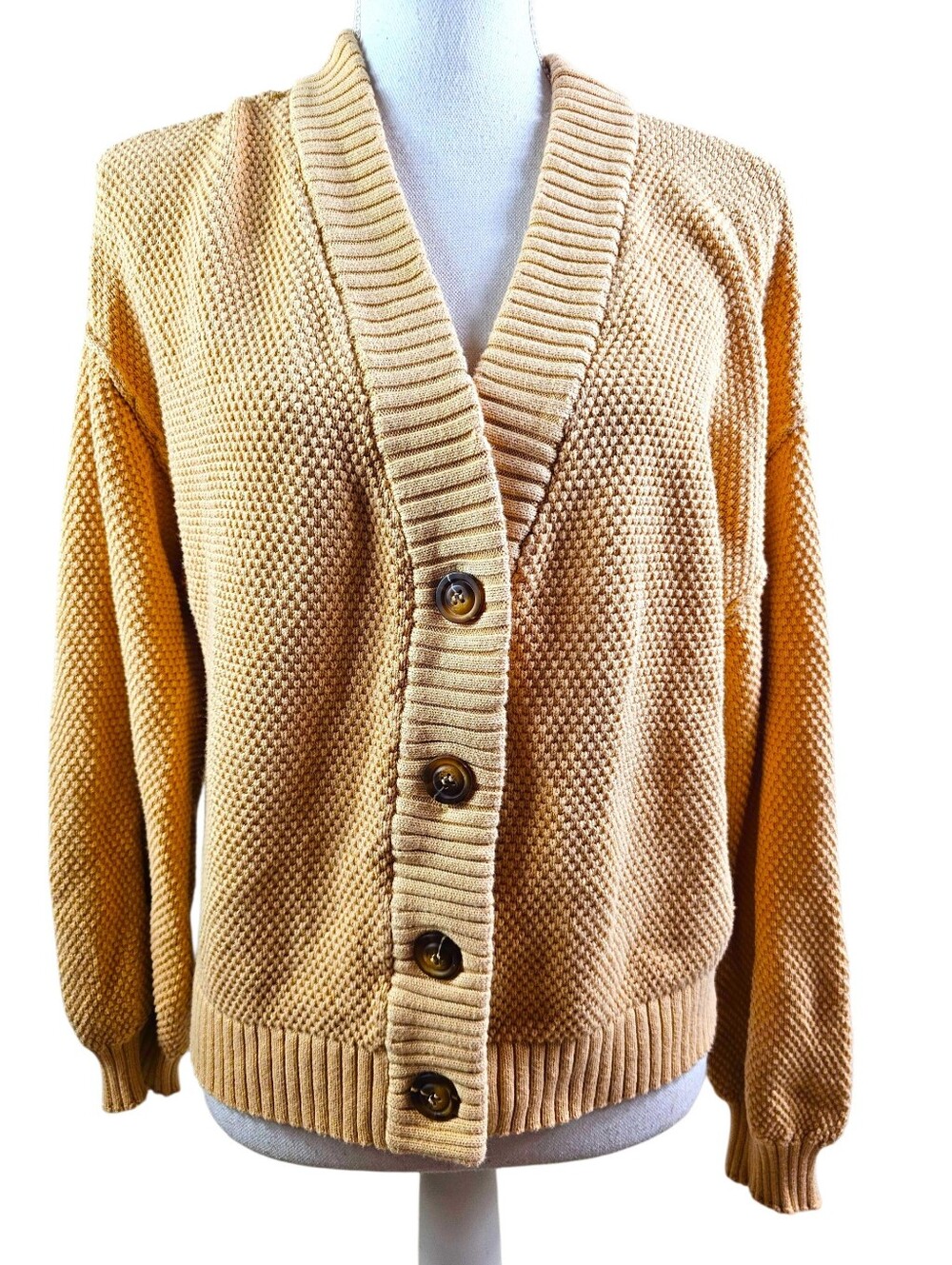 BTFBM Waffle Knit Button Down Cardigan In S
